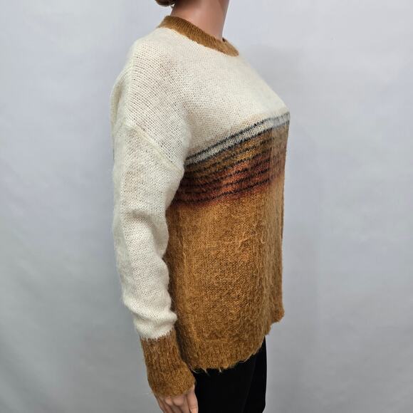 FRNCH Paris Sweater Mohair Blend Women M/ L Colorblock Ombre Stripe Crewneck - Picture 5 of 12